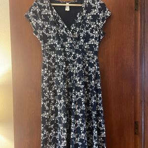 Pact Navy and White Floral Midi Dress